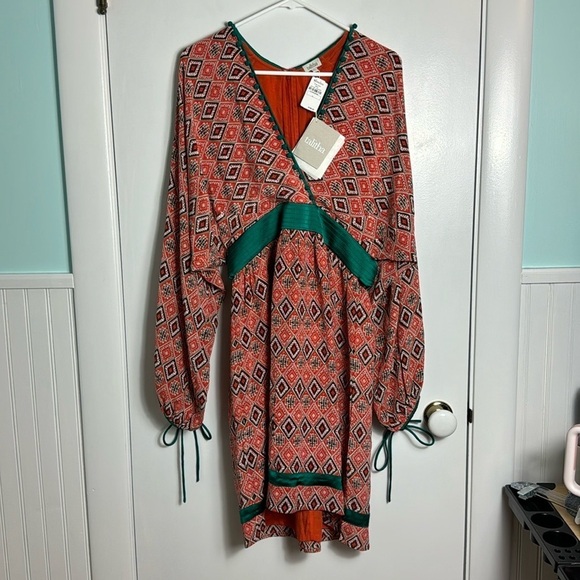 NWT Talitha Collection Almasi-Print Short Kimono Dress 100% Silk XL - Picture 2 of 16